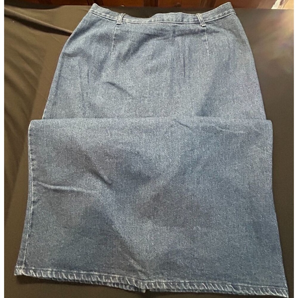VTG St John's Bay Denim Skirt 18W Straight Midi Back Zip Slit 90s Plus